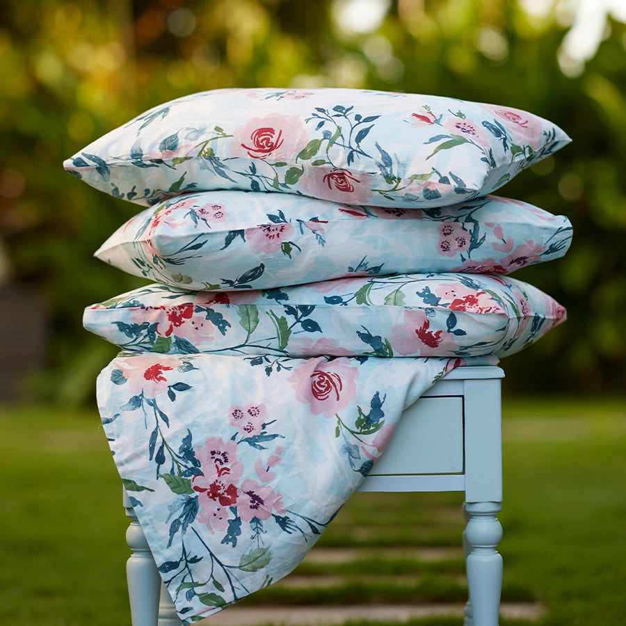 Fitted Set - 300TC Soft Camellias - Blush Pink - Queen & King