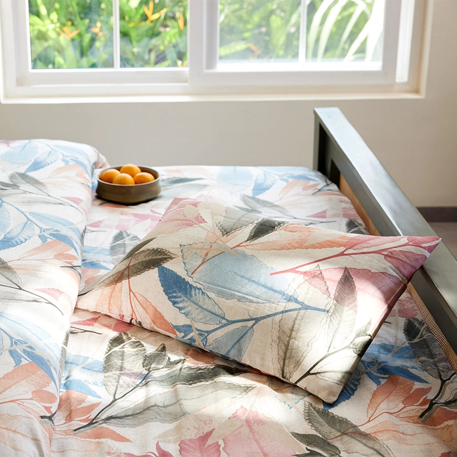 Duvet Cover - 300TC Spring Time - White, Pastel Pink - Double