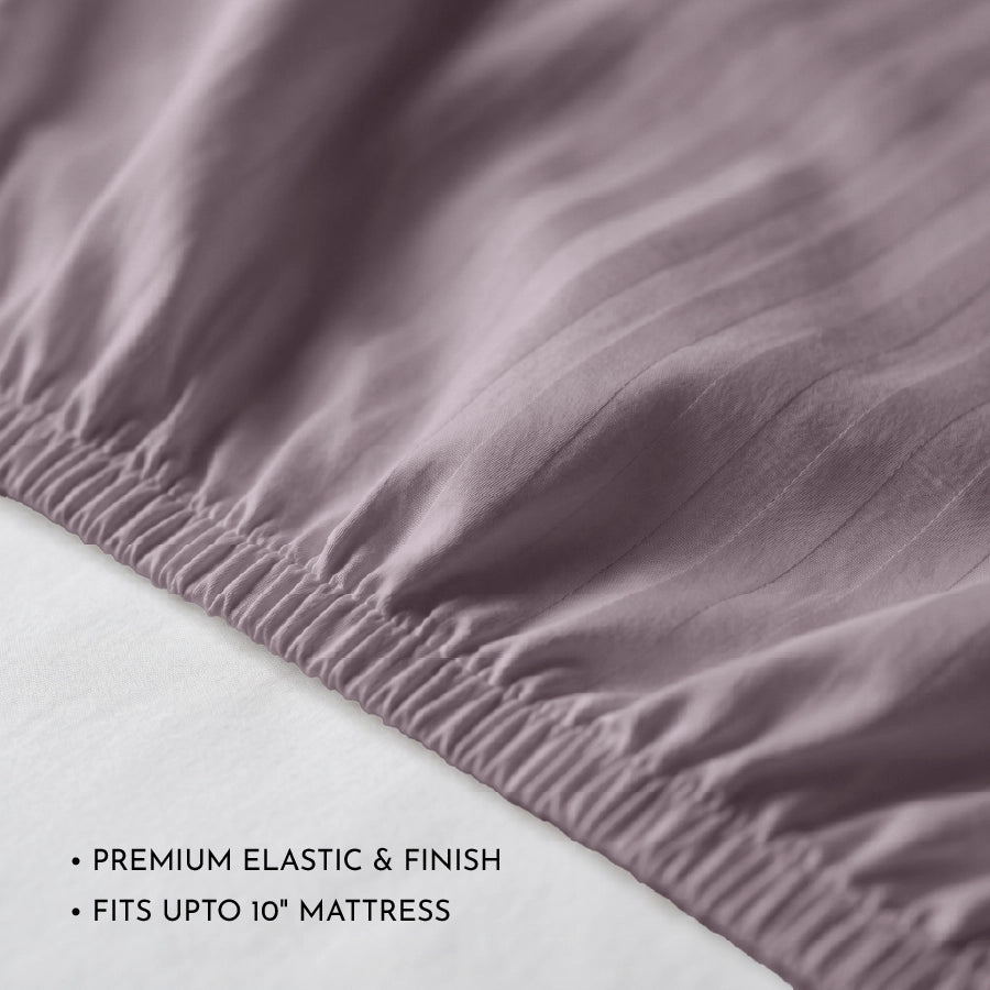 300TC Stripes Fitted Bedsheet Lilac