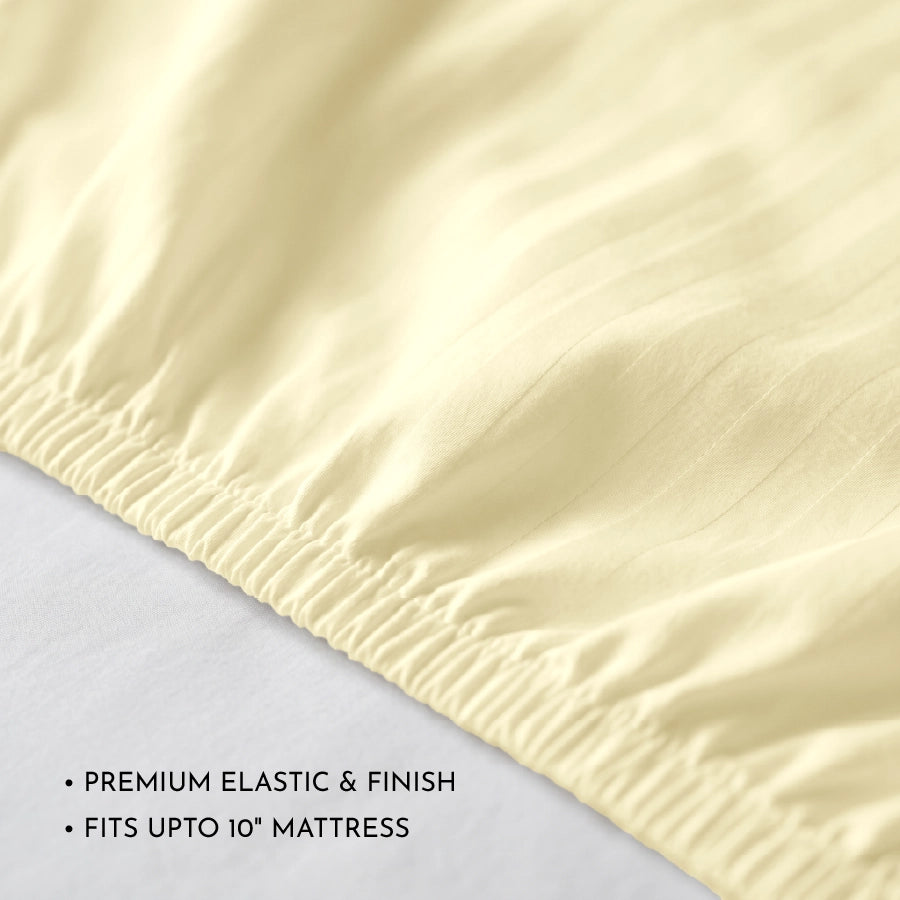 300TC Stripes Fitted Bedsheet Ivory