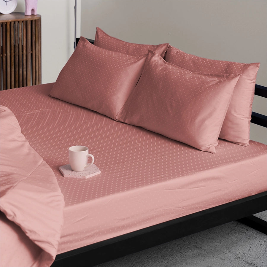 Bedsheet Set - 300TC Swiss Dot - Desert Sand - Single & King
