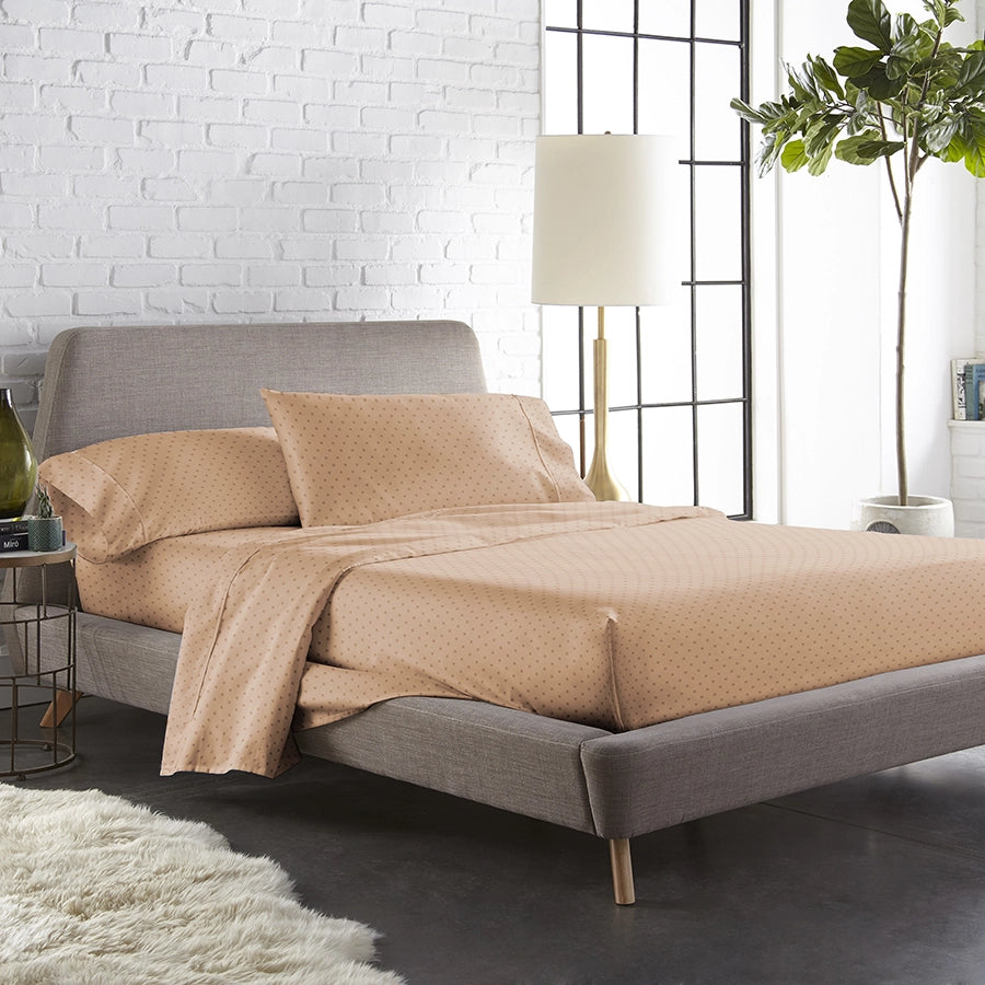 Bedsheet Set - 300TC Swiss Dot - Toasted Almond - Single & King