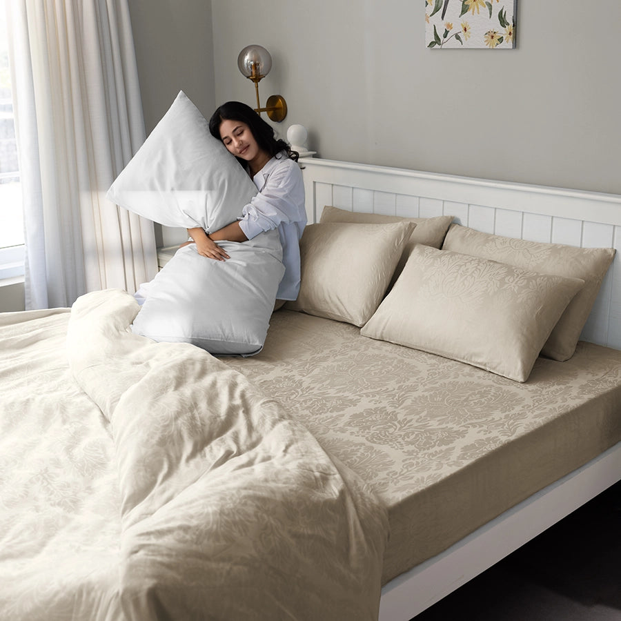 Duvet Cover - Symmetrical Jacquard - Symmetrical Jacquard Beige - Double