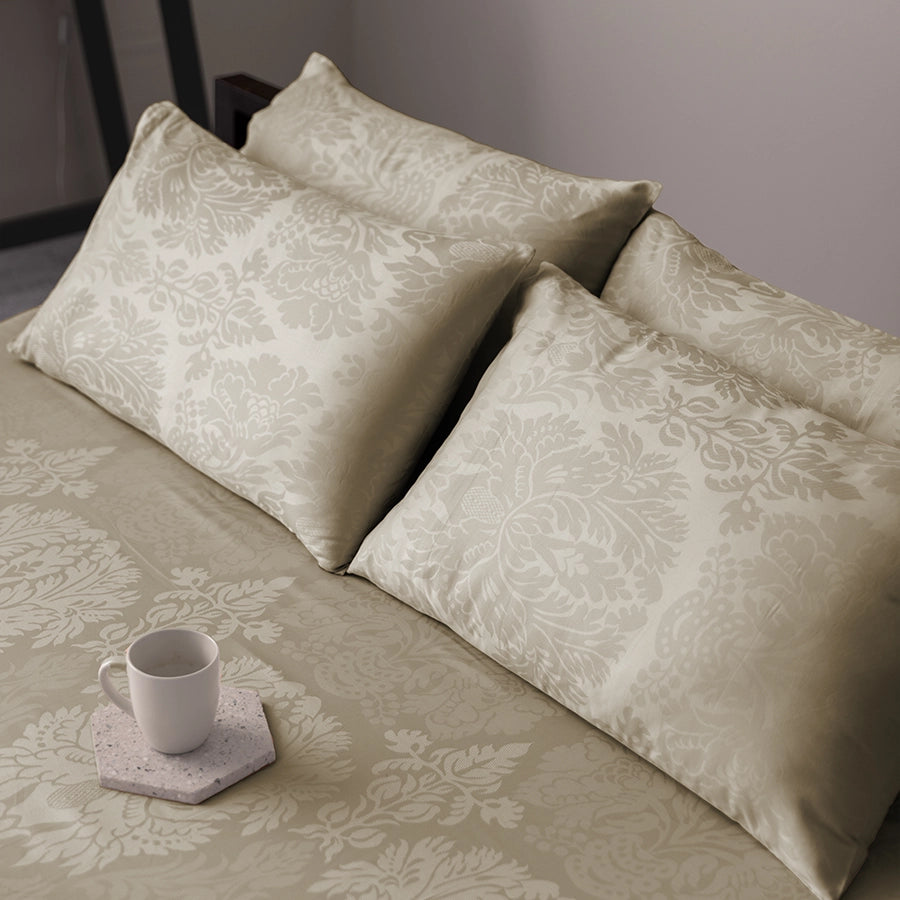 Bedsheet Set - Symmetrical Jacquard - Pale Blue, Laurel Green, Cameo Rose, Ivory, Symmetrical Jacquard Light Grey,...