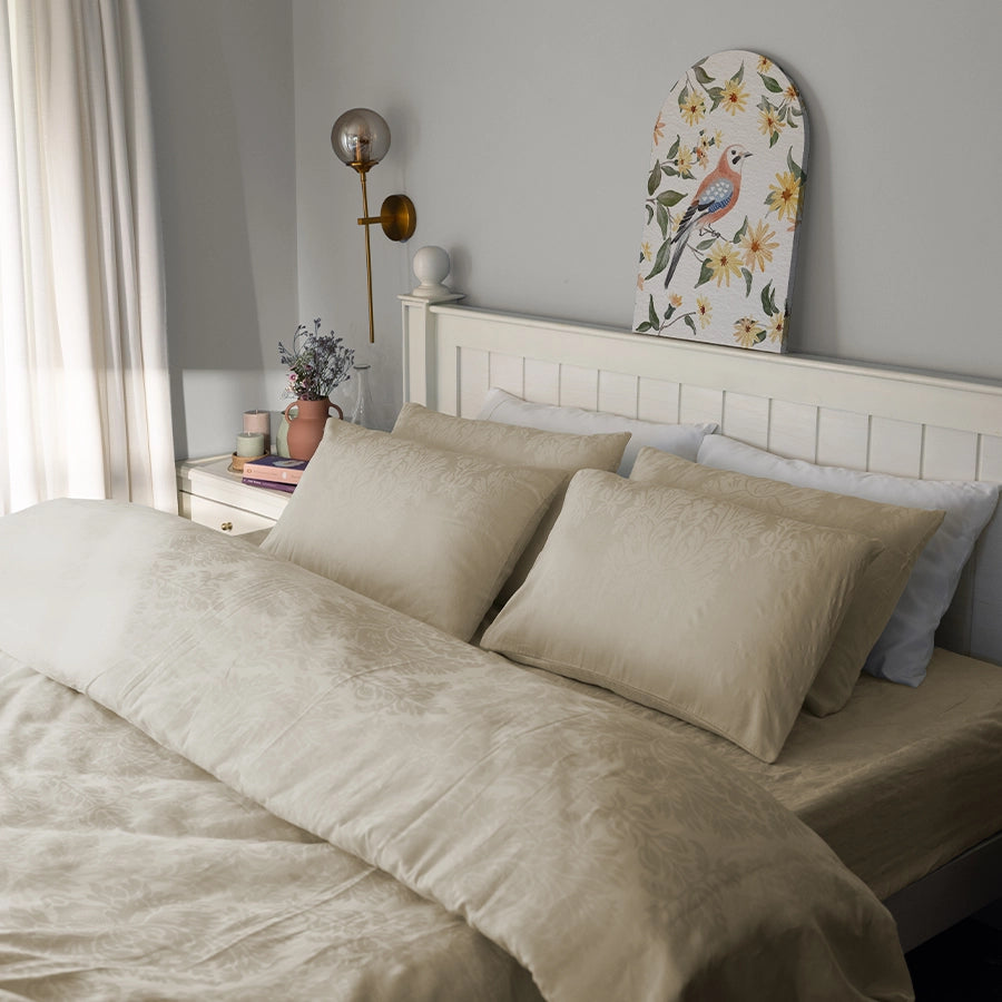 Duvet Cover - Symmetrical Jacquard - Symmetrical Jacquard Beige - Double