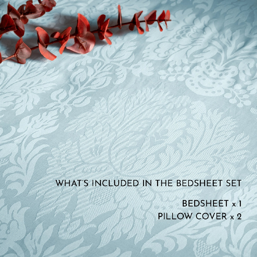 Bedsheet Set - Symmetrical Jacquard - Pale Blue - King