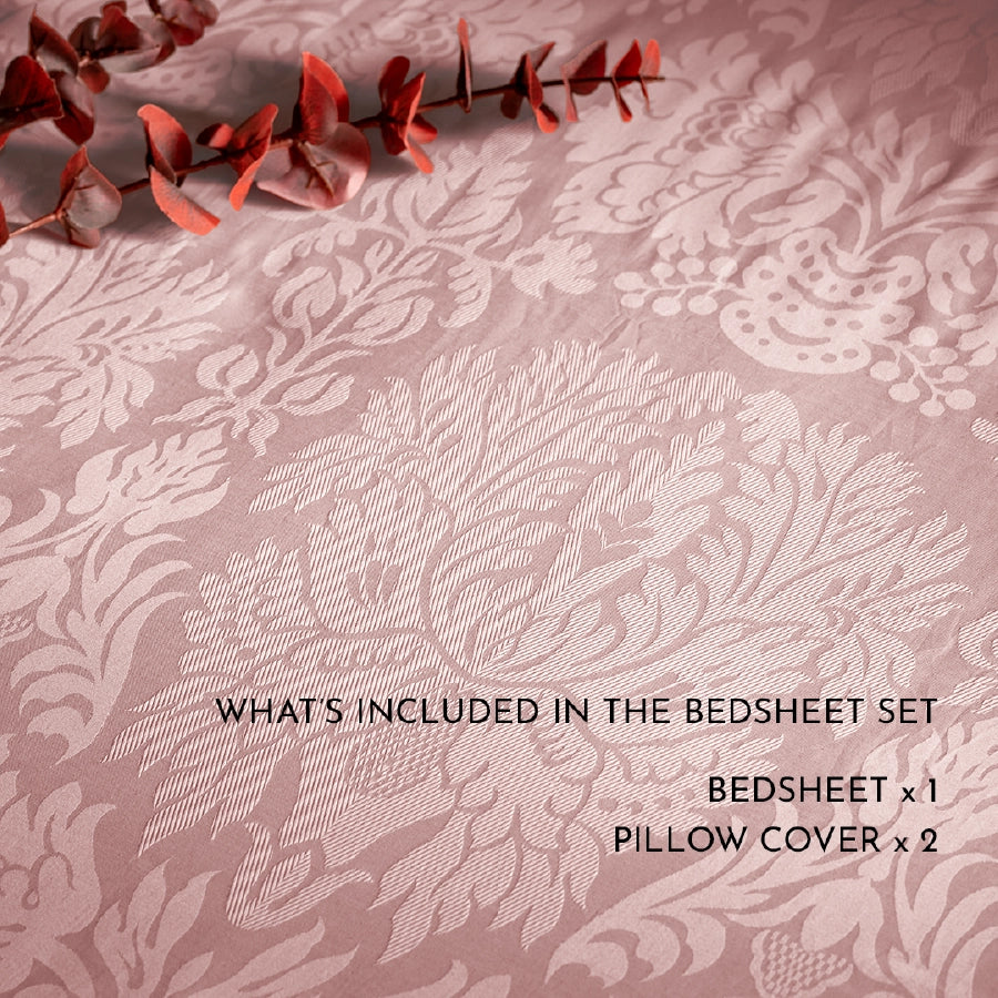 Bedsheet Set - Symmetrical Jacquard - Cameo Rose - King
