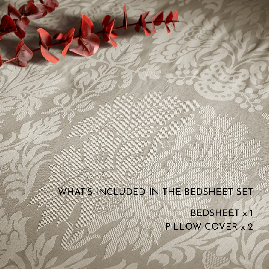 Bedsheet Set - Symmetrical Jacquard - Pale Blue, Laurel Green, Cameo Rose, Ivory, Symmetrical Jacquard Light Grey,...