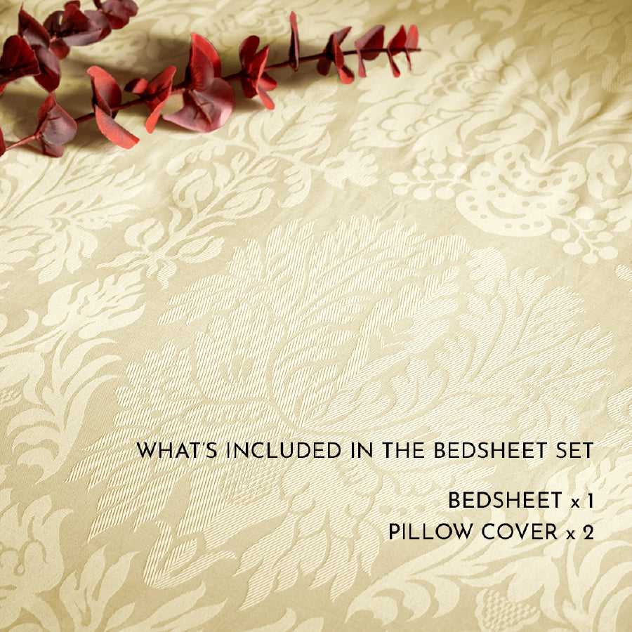 Bedsheet Set - Symmetrical Jacquard - Ivory - King
