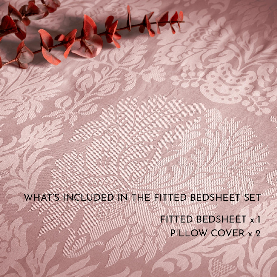 Fitted Sheet Set - Symmetrical - Jacquard - Queen & K [Fitted Sheet Set - Symmetrical - Jacquard - Cameo Rose - Queen & King]