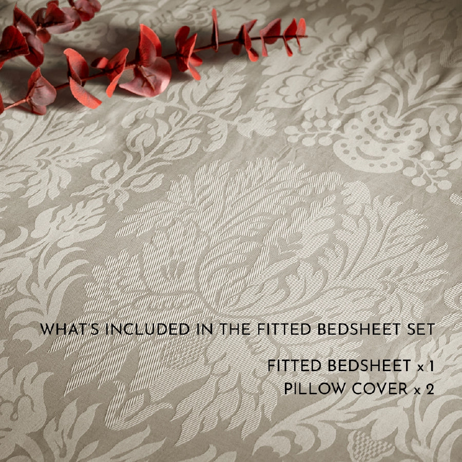 Fitted Sheet Set - Symmetrical - Jacquard - Queen & King [Fitted Sheet Set - Symmetrical - Jacquard - Beige - Queen & King]