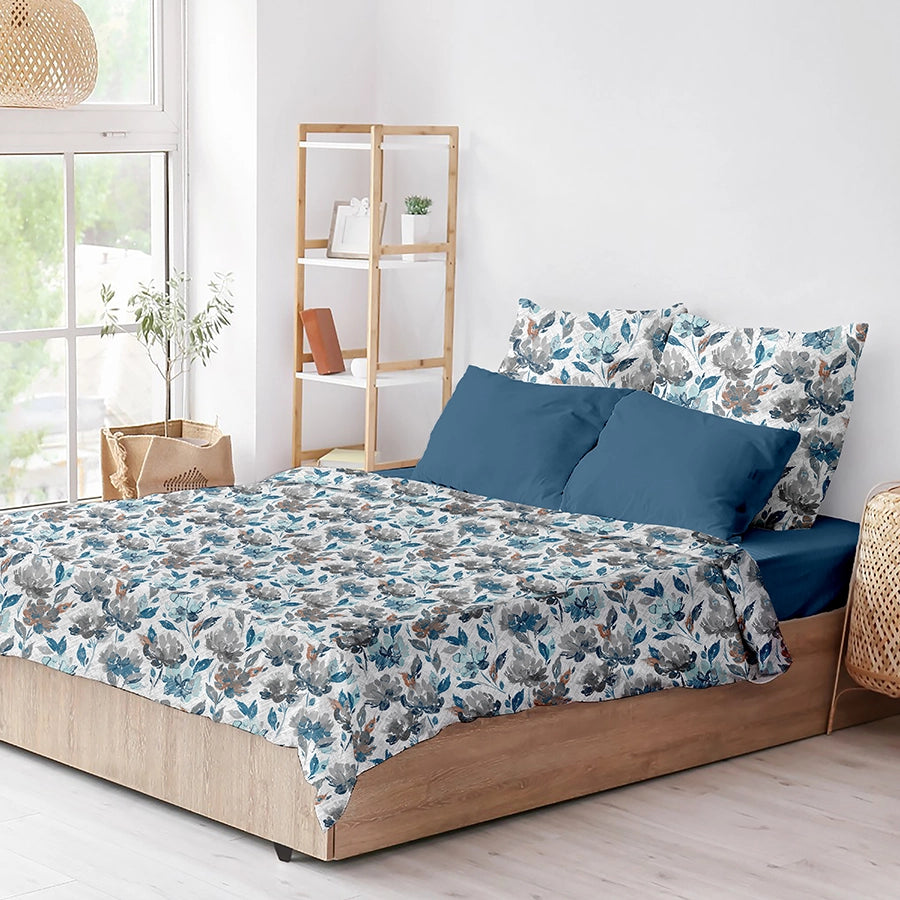 Bedsheet Set - 300TC Vintage Rustic Flowers - Single & King