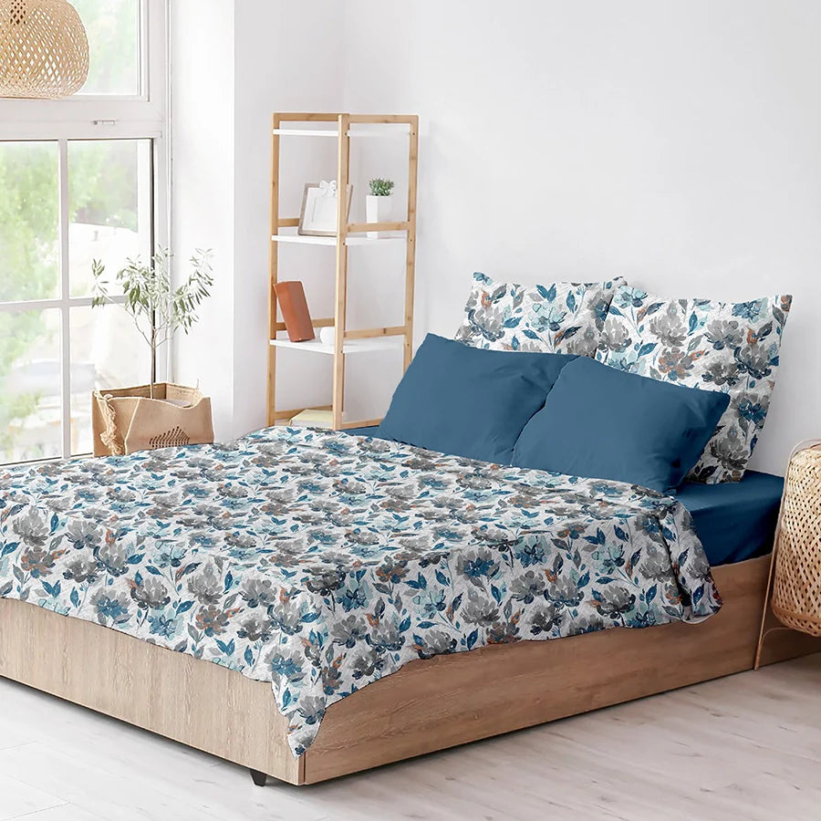 Bedsheet Set - 300TC Vintage Rustic Flowers - Single & King - Size Single