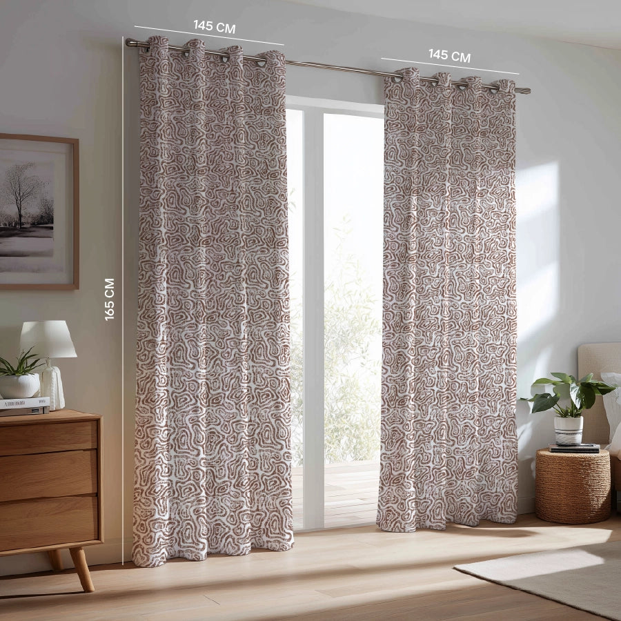 Wavy Art Curtain (Pack of 2) - Window - 5 Feet - 200TC