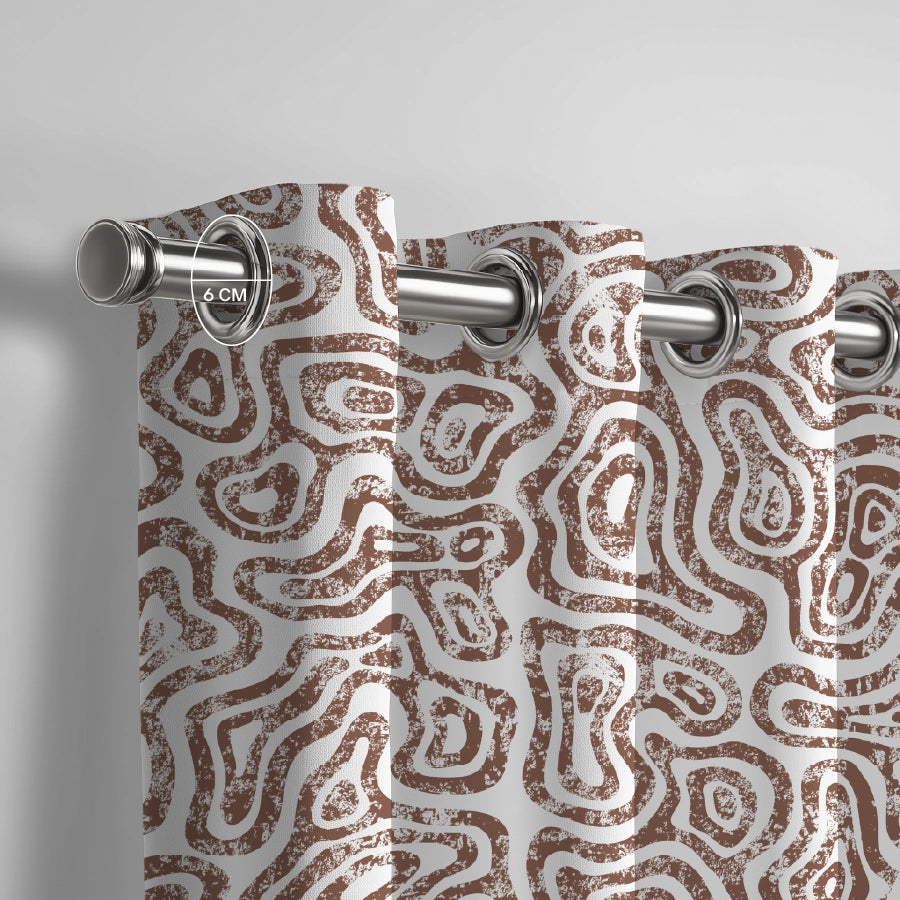 Wavy Art Curtain (Pack of 2) - Window - 5 Feet - 200TC