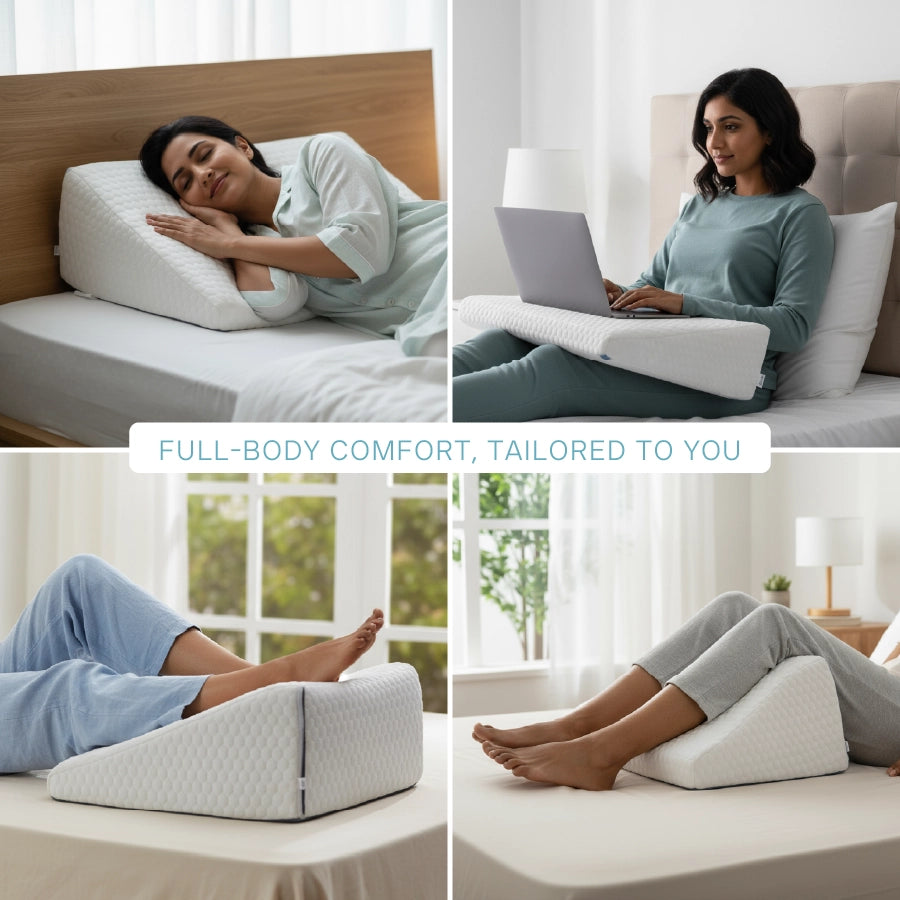 Wedge Pillow (PU Foam with Memory Foam) - White - 200TC