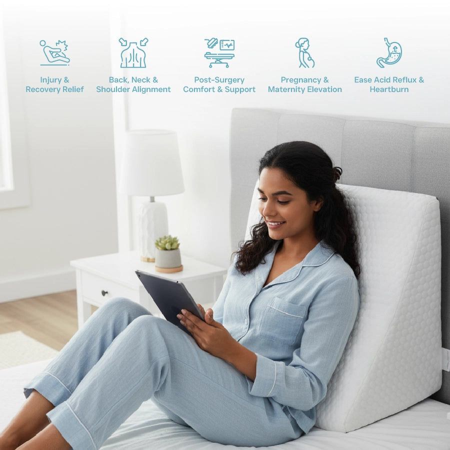 Wedge Pillow (PU Foam with Memory Foam) - White - 200TC