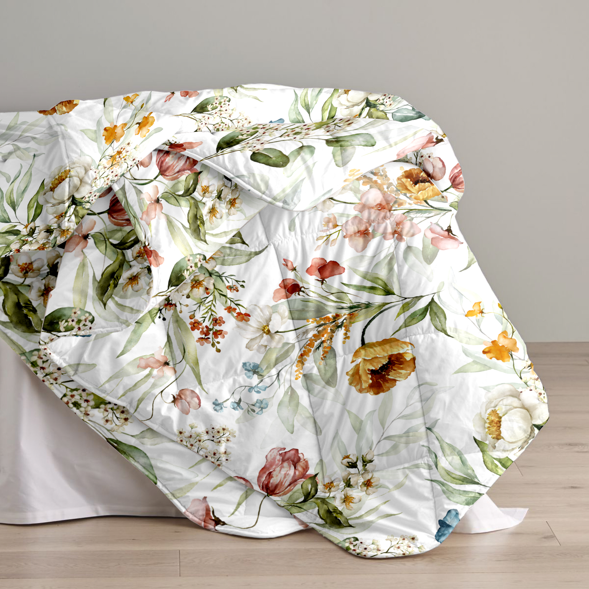 Quilt / AC Comforter - Autumn Flora - Autumn_White - Double - 300TC