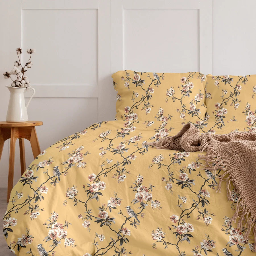 Bedsheet Set - 300TC Cherry Blossom - Single & King - Size Single