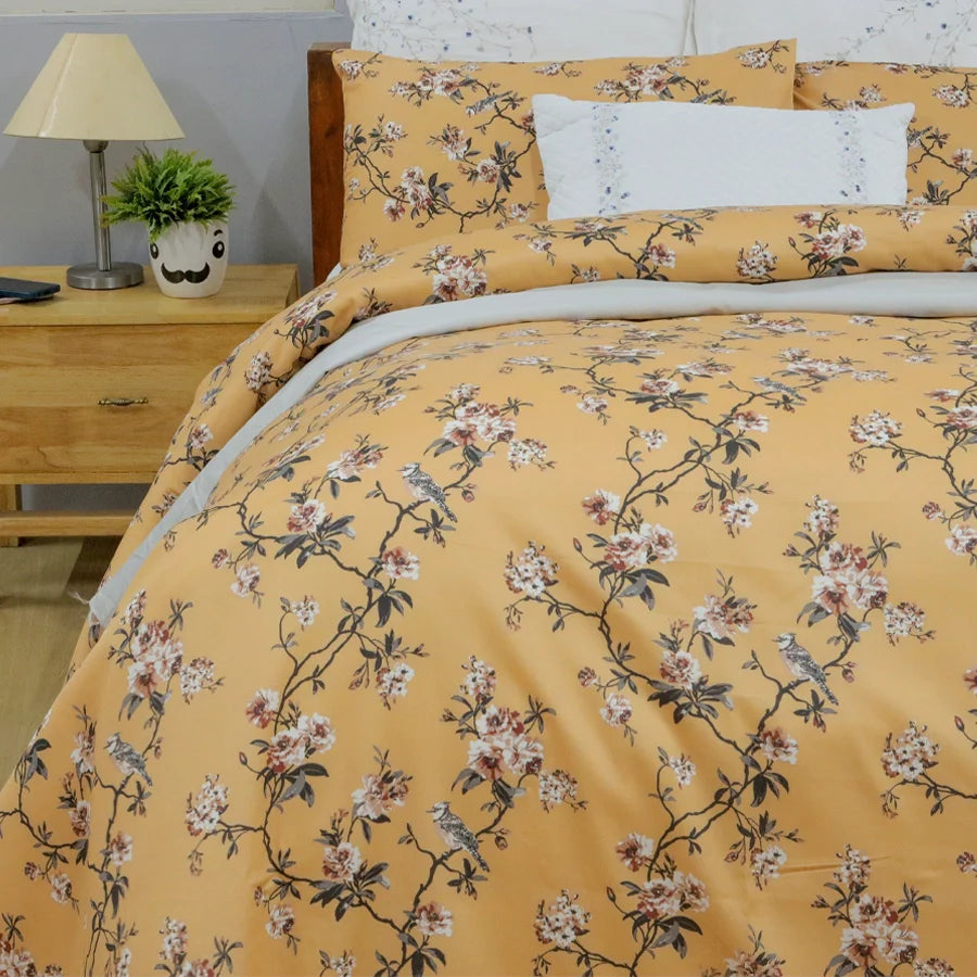 Bedsheet Set - 300TC Cherry Blossom - Single & King - Size Single